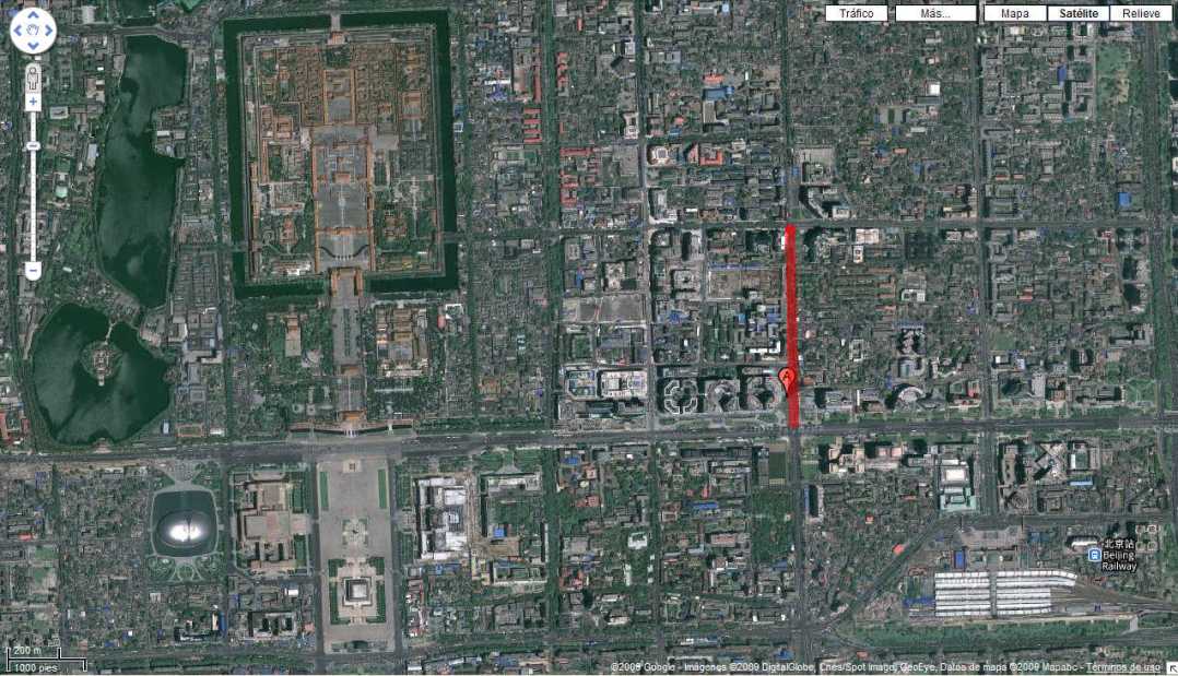 Calle Wuangfujing. Fuente: Google Maps